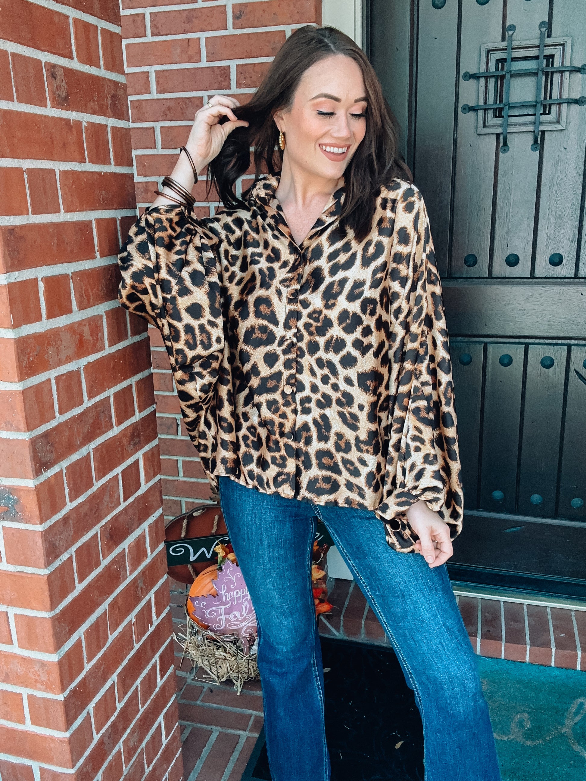 Wild Child Leopard Blouse - Southern Divas Boutique