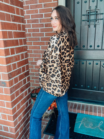 Wild Child Leopard Blouse - Southern Divas Boutique