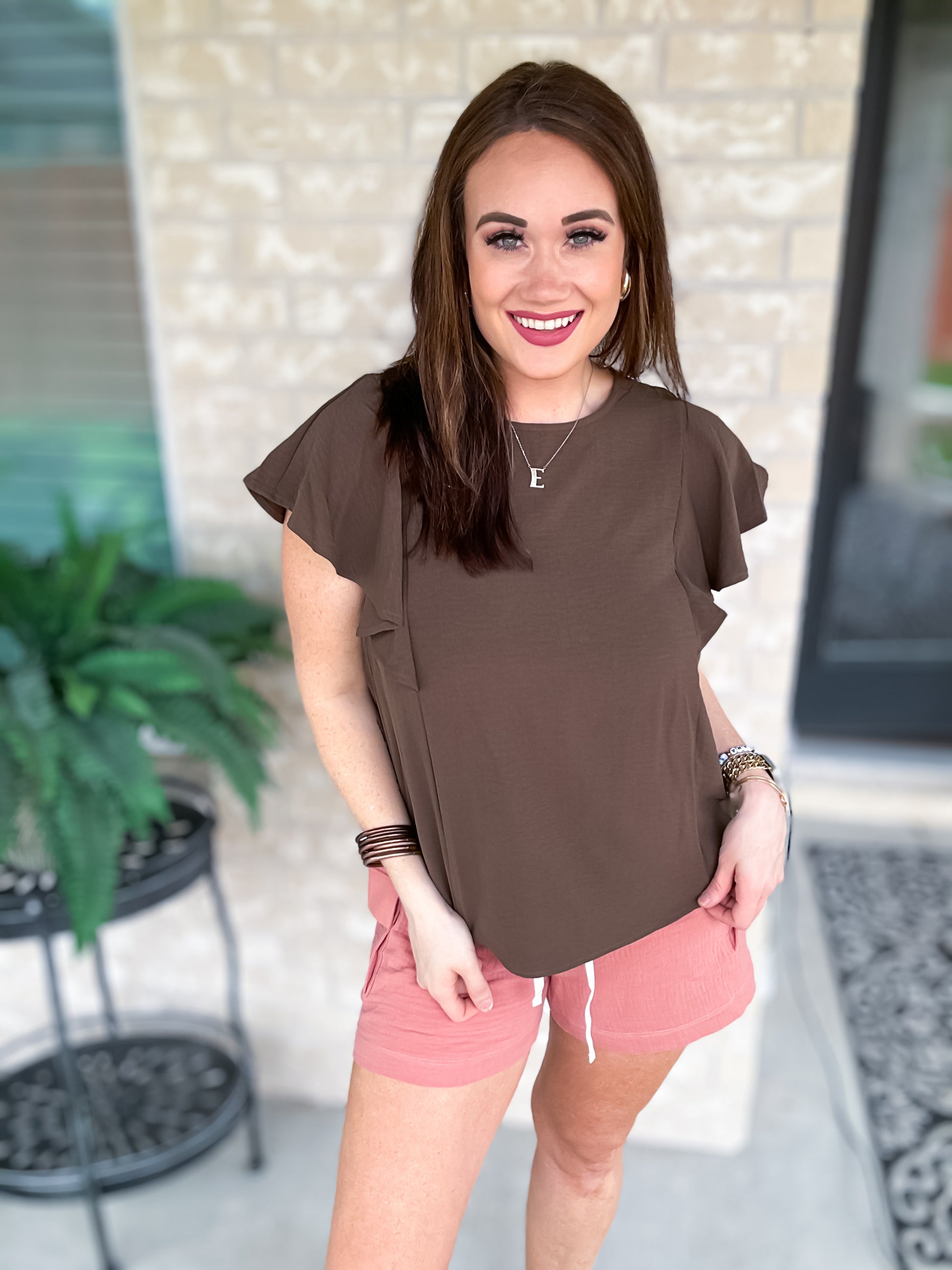 Short On Energy Top - Brown - Southern Divas Boutique