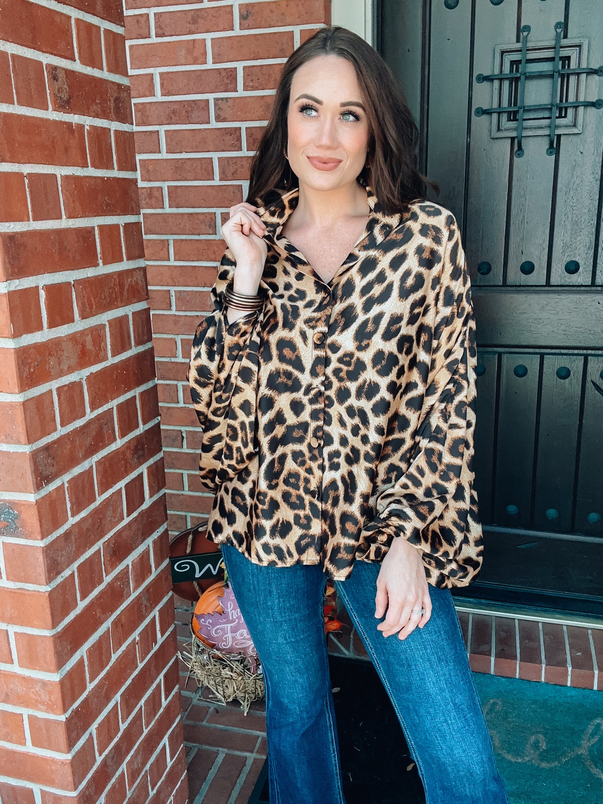 Wild Child Leopard Blouse - Southern Divas Boutique