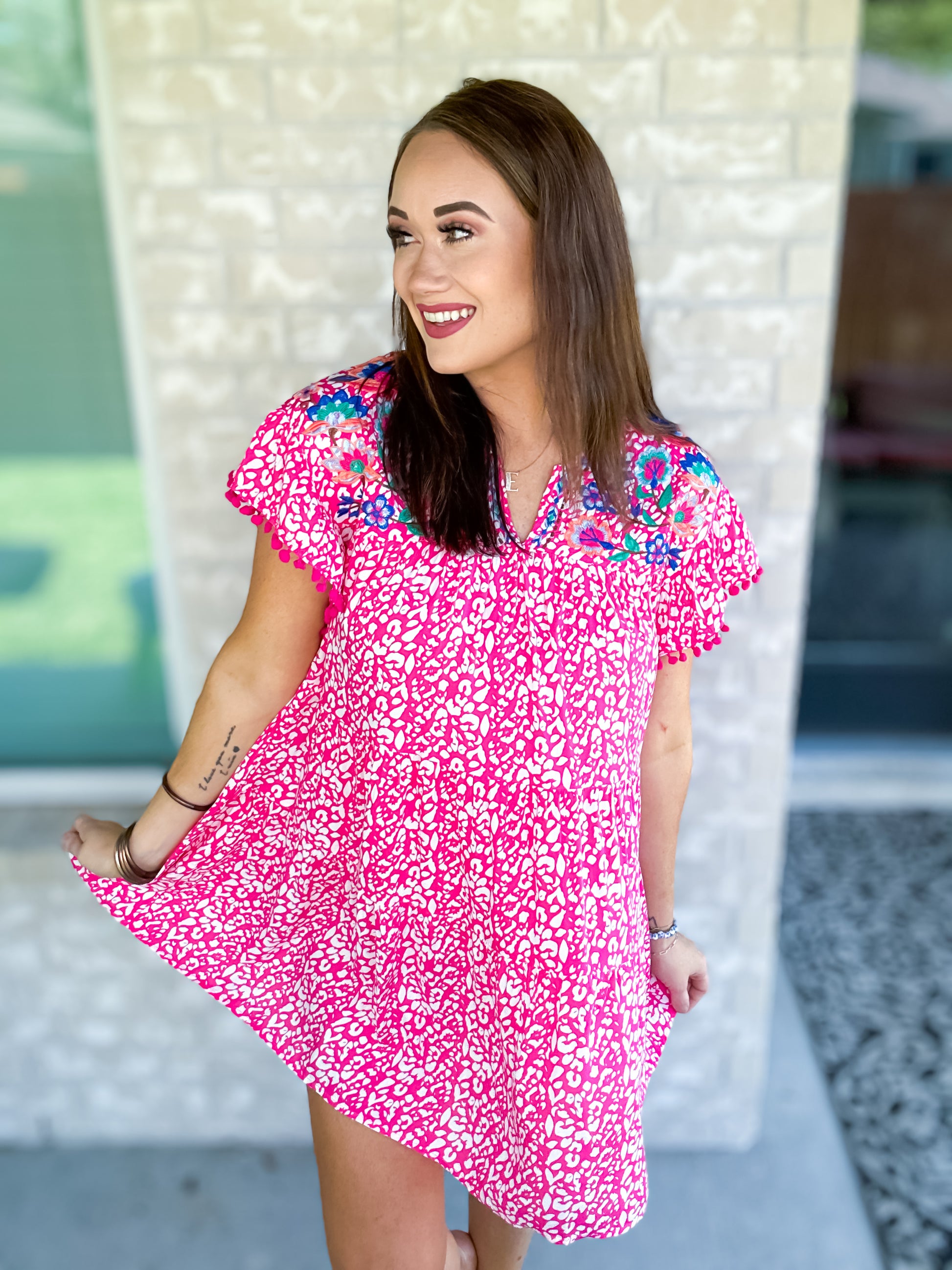 Closest  Memory Short Dress - Hot Pink Mix - Southern Divas Boutique