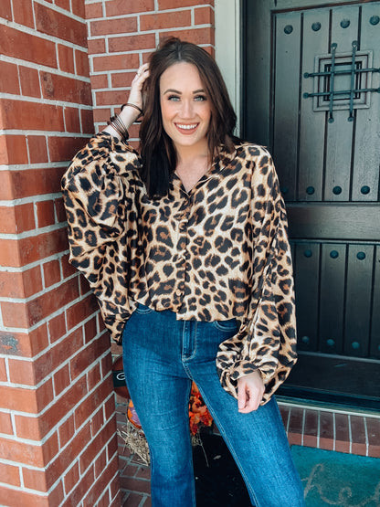 Wild Child Leopard Blouse - Southern Divas Boutique