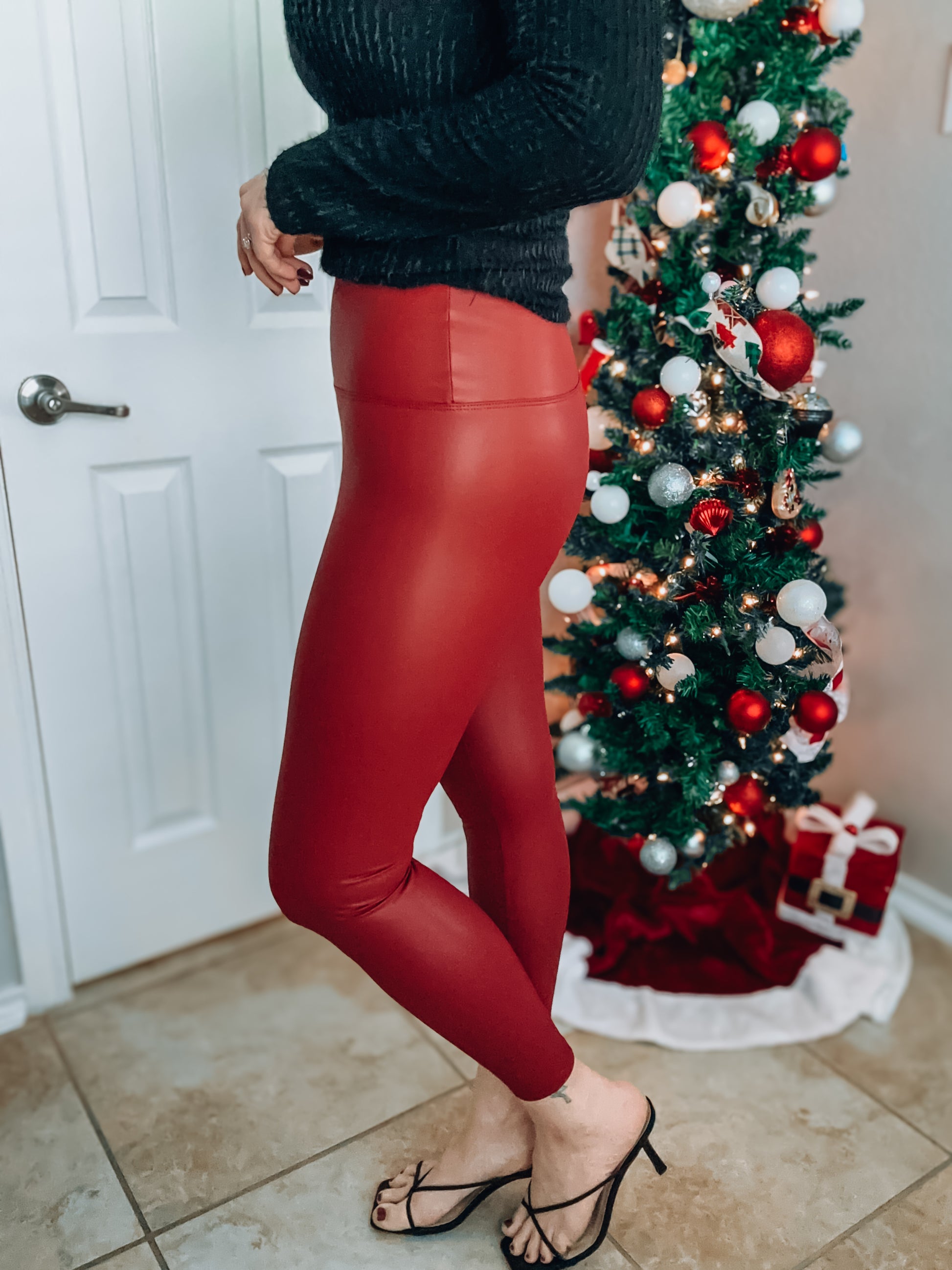 Stay Out All Night Faux Leather Leggings - Red - Southern Divas Boutique