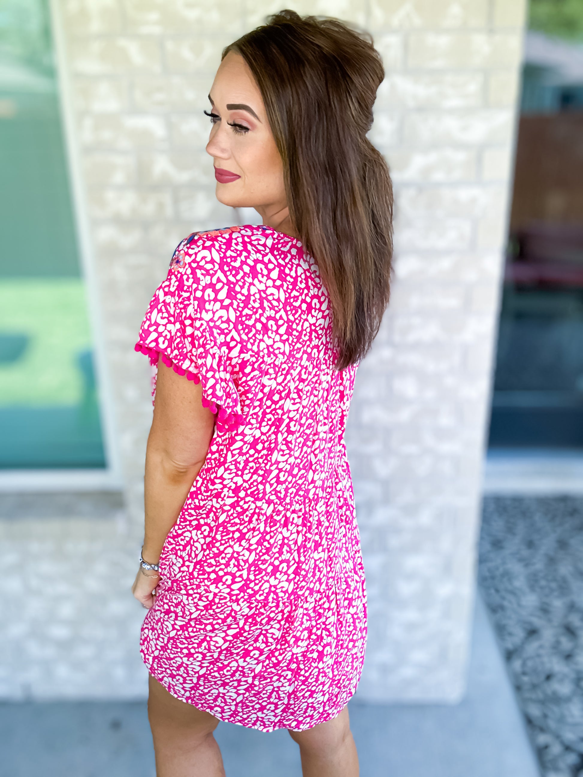 Closest  Memory Short Dress - Hot Pink Mix - Southern Divas Boutique