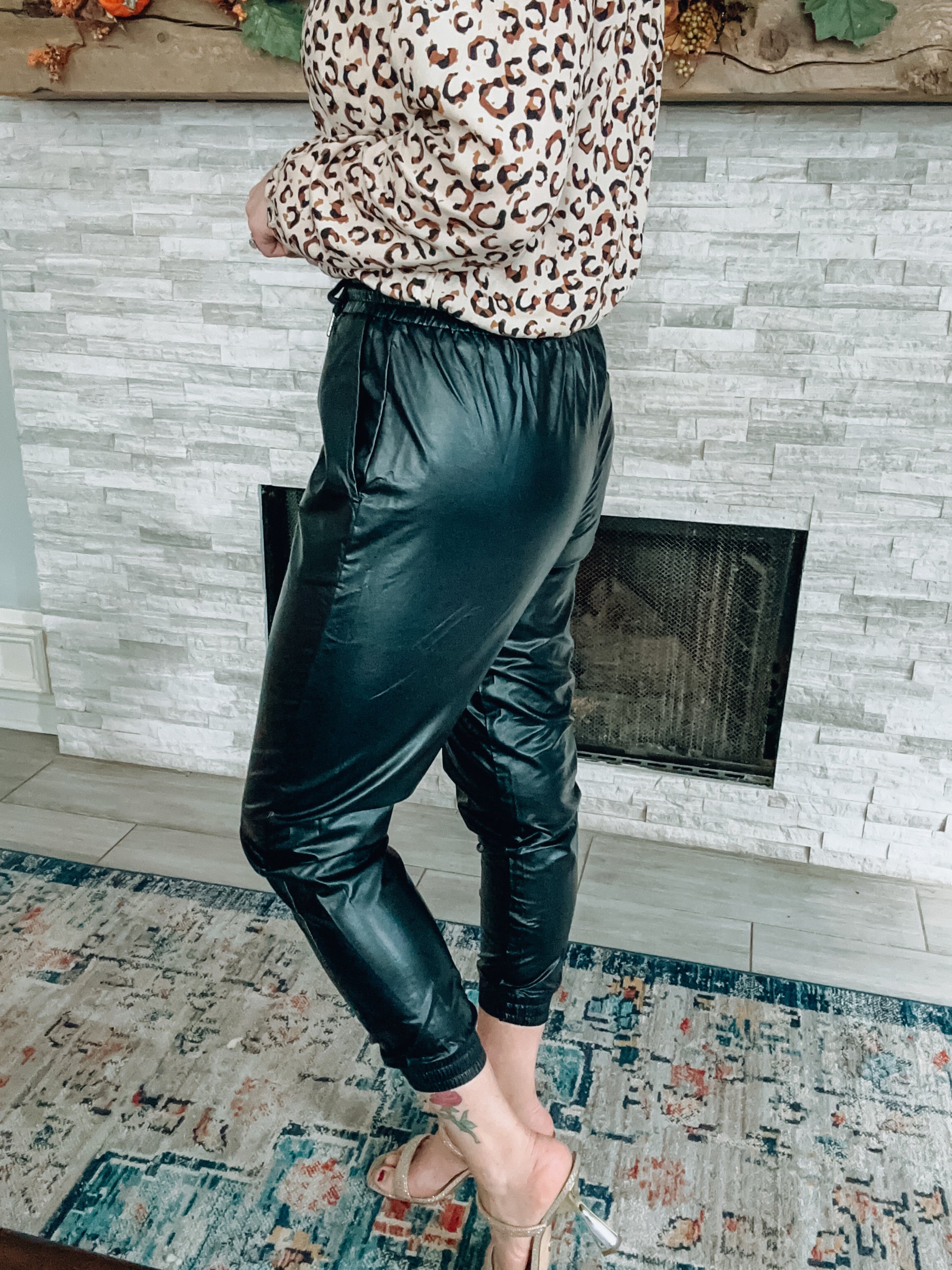 Runaway Faux Leather Joggers - Southern Divas Boutique