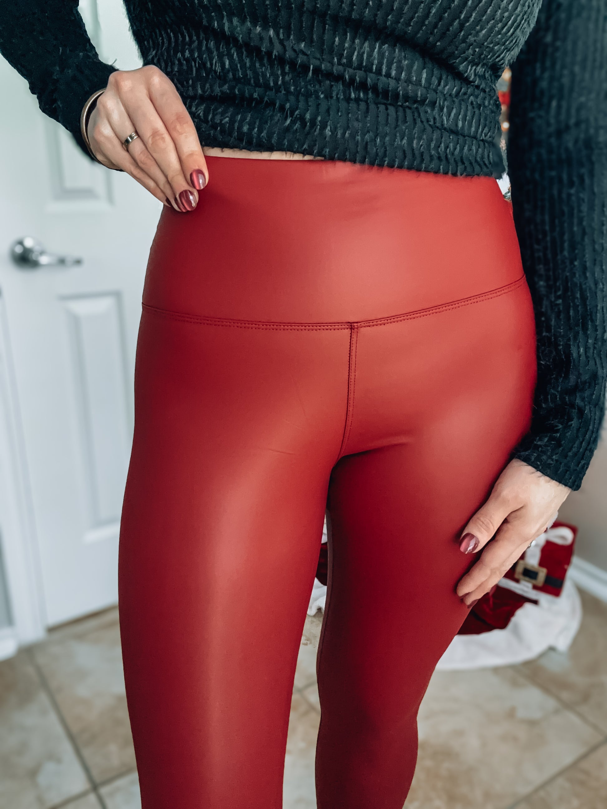 Stay Out All Night Faux Leather Leggings - Red - Southern Divas Boutique