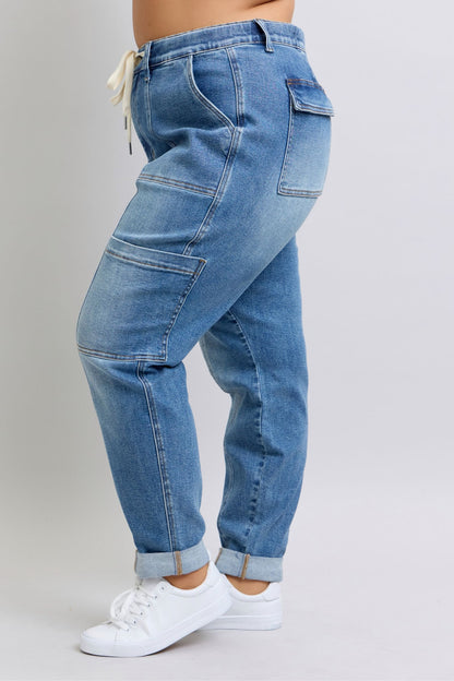 Clayton High Rise Cuffed Cargo Denim Jogger - Southern Divas Boutique