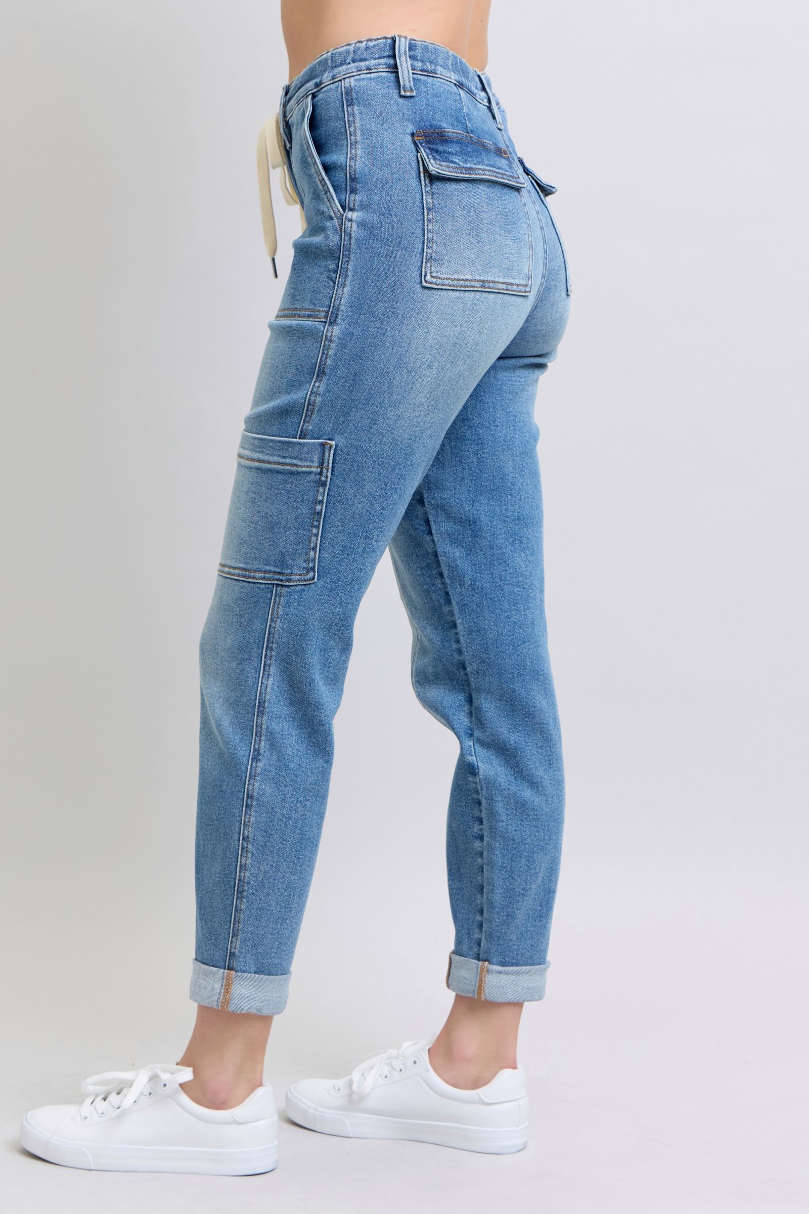 Clayton High Rise Cuffed Cargo Denim Jogger - Southern Divas Boutique