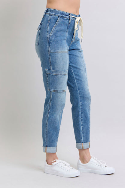 Clayton High Rise Cuffed Cargo Denim Jogger - Southern Divas Boutique