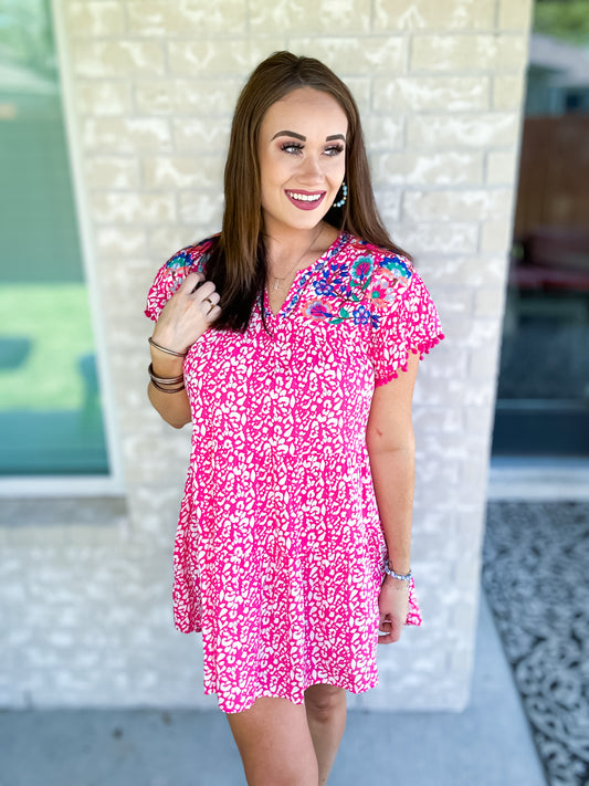 Closest  Memory Short Dress - Hot Pink Mix - Southern Divas Boutique