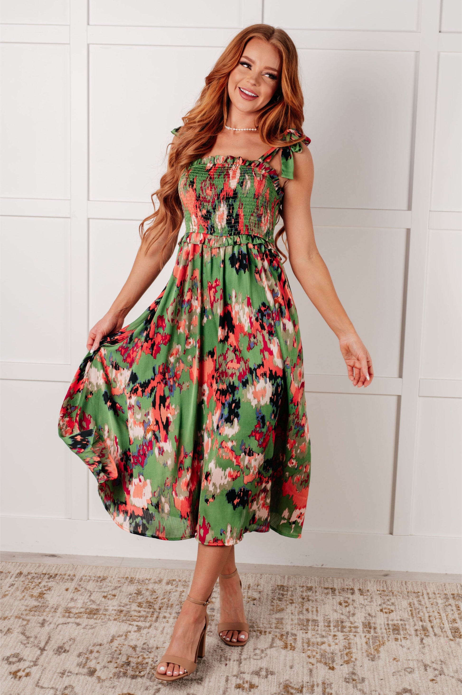 A Little While Longer Dress in Green - Southern Divas Boutique