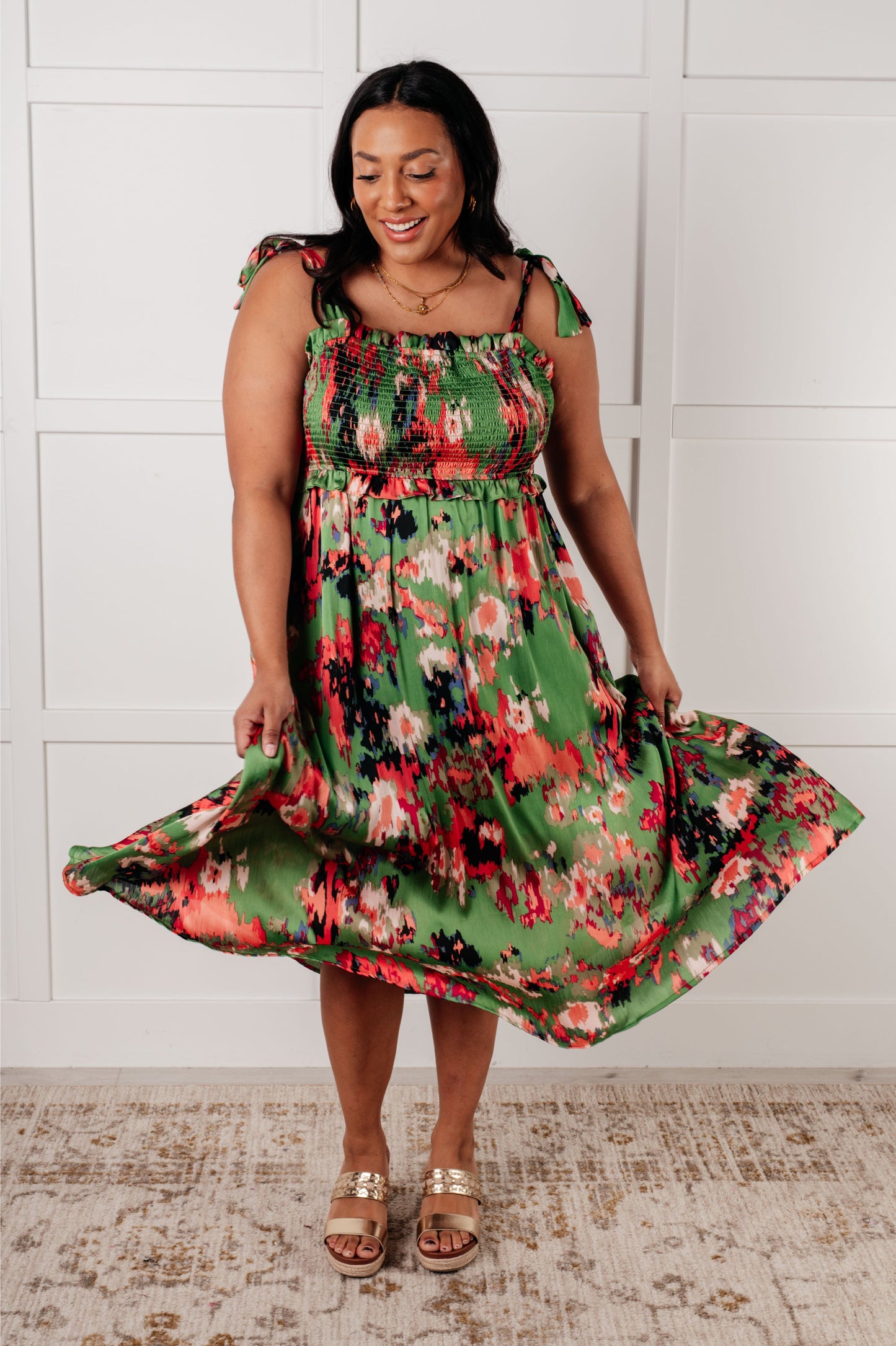 A Little While Longer Dress in Green - Southern Divas Boutique