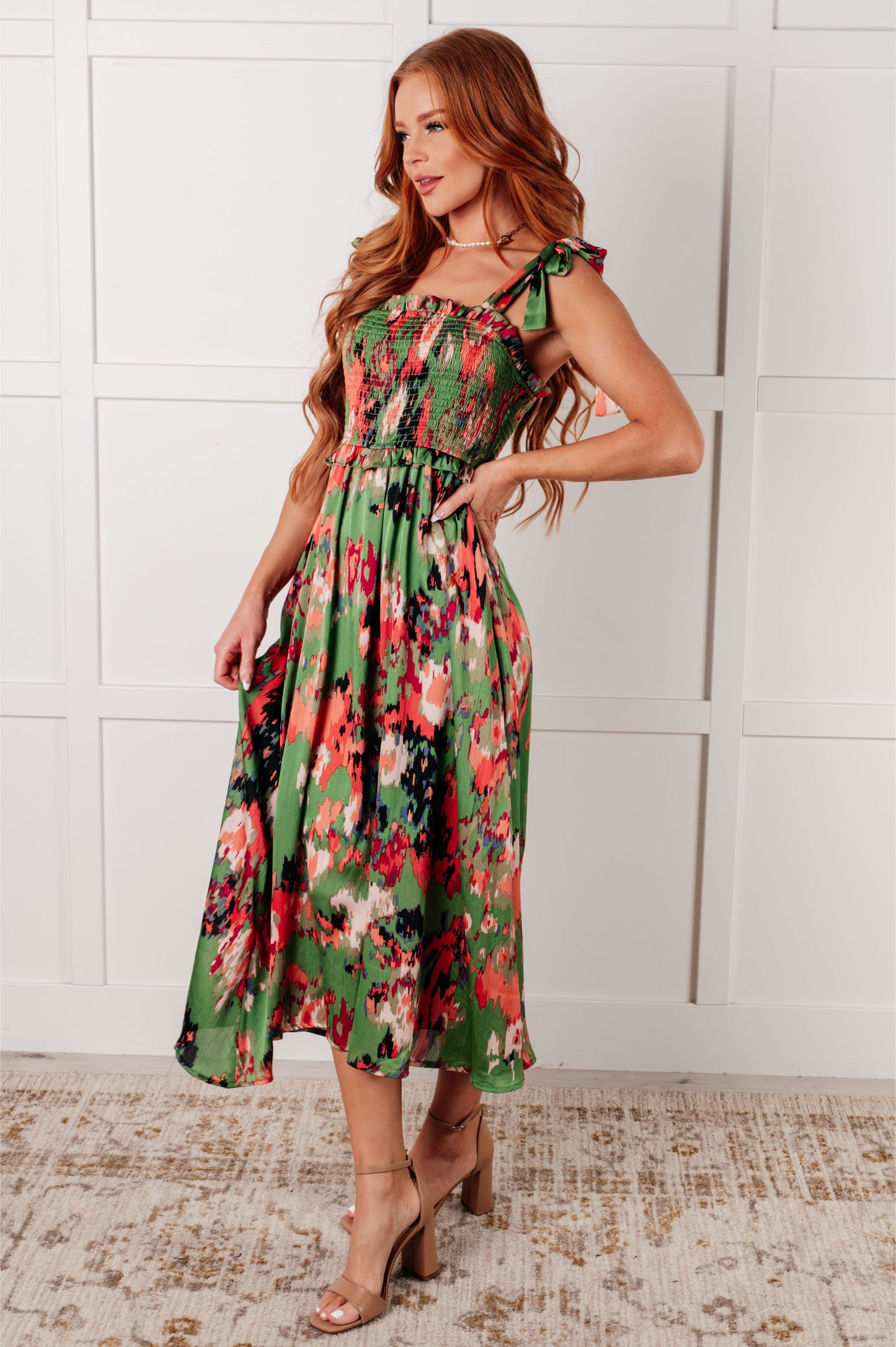 A Little While Longer Dress in Green - Southern Divas Boutique