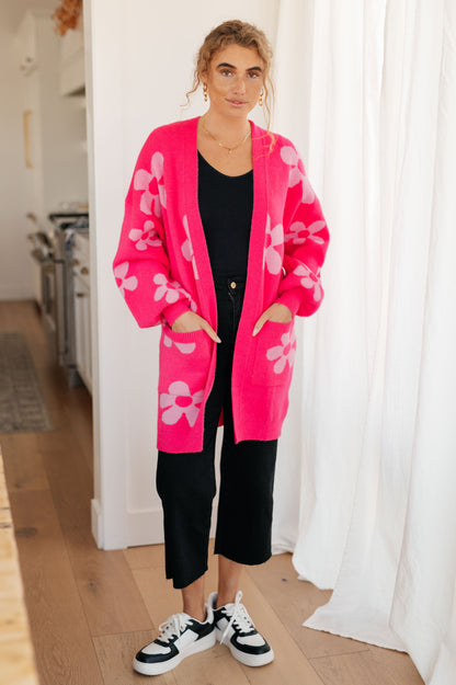 Enough Anyways Floral Cardigan in Pink - Southern Divas Boutique