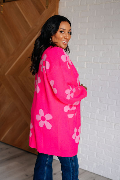 Enough Anyways Floral Cardigan in Pink - Southern Divas Boutique