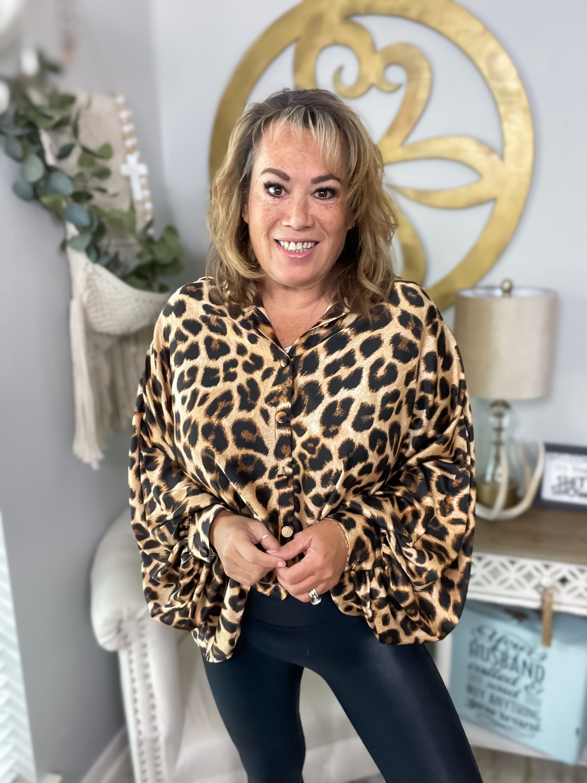 Wild Child Leopard Blouse - Southern Divas Boutique