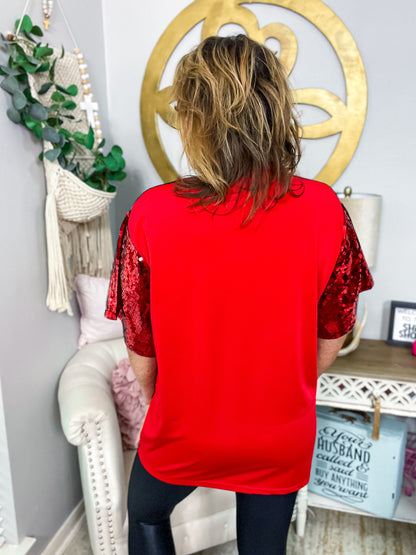 Christmas Tree Sequin Jersey Top - Southern Divas Boutique