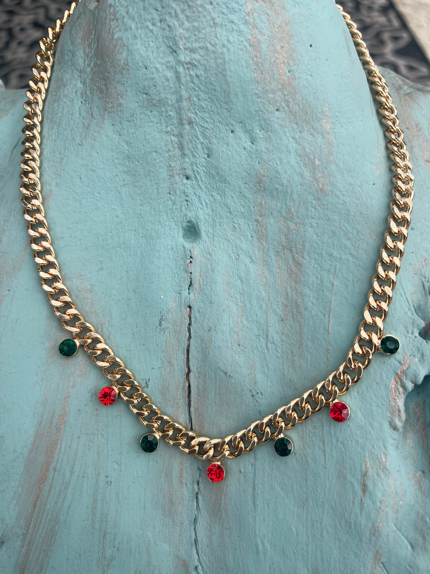 Red and Green Drop Stone Necklace - Southern Divas Boutique