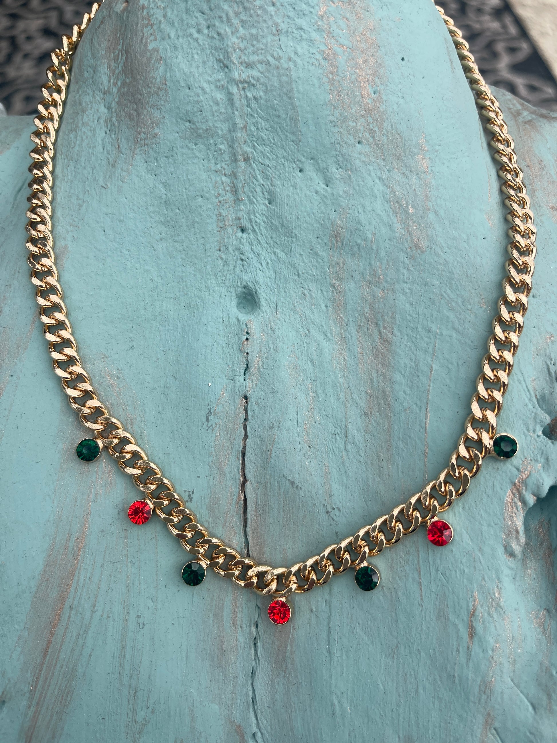 Red and Green Drop Stone Necklace - Southern Divas Boutique