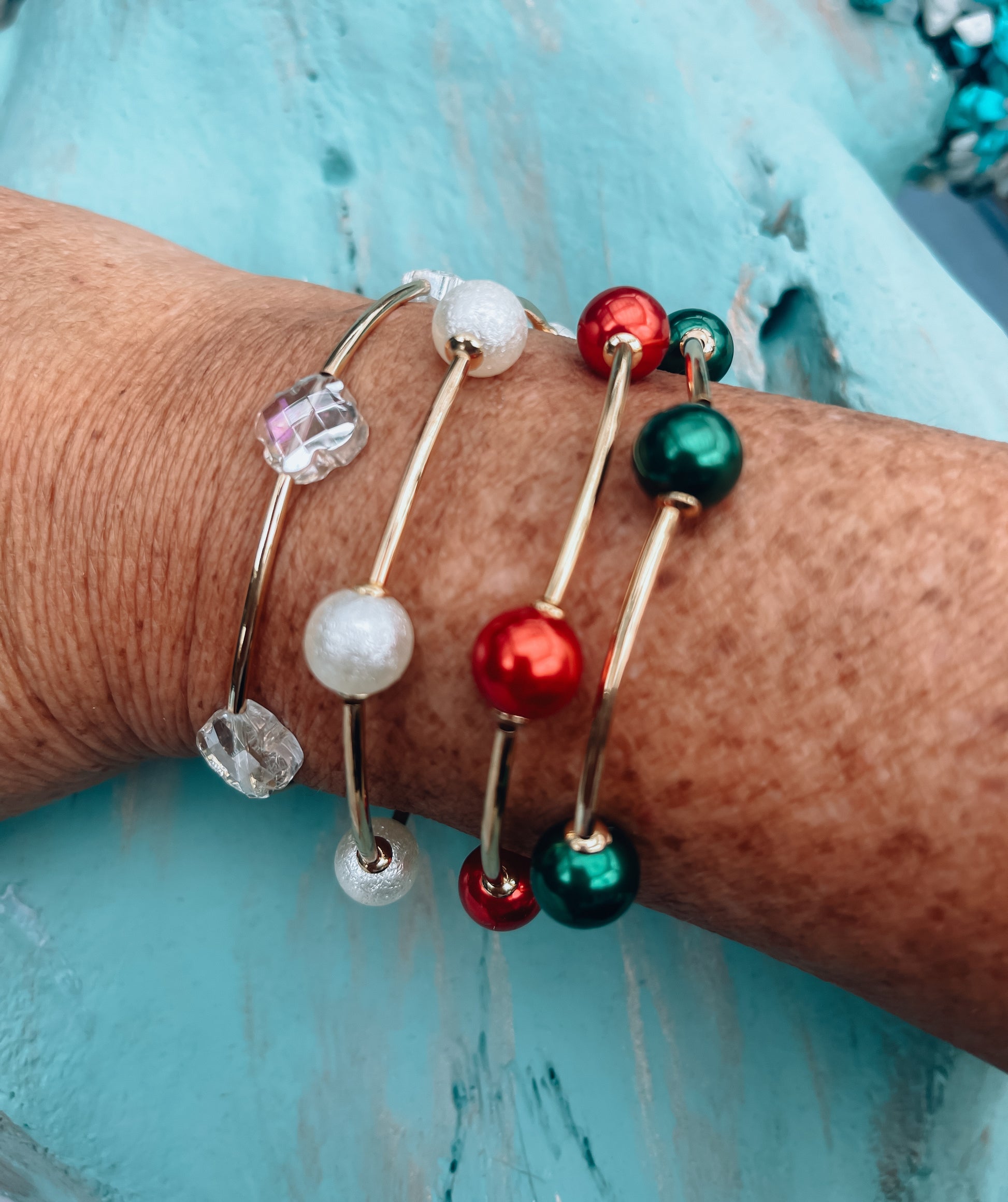 Christmas Bead Bracelet Stack - Southern Divas Boutique