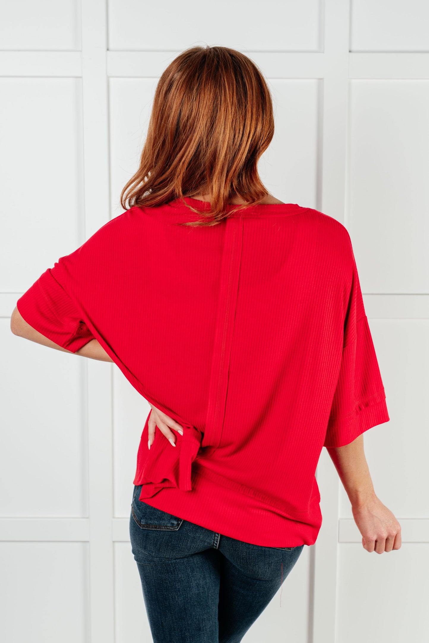 I'll Never Forget Ribbed Dolman Sleeve Top in Red - Southern Divas Boutique