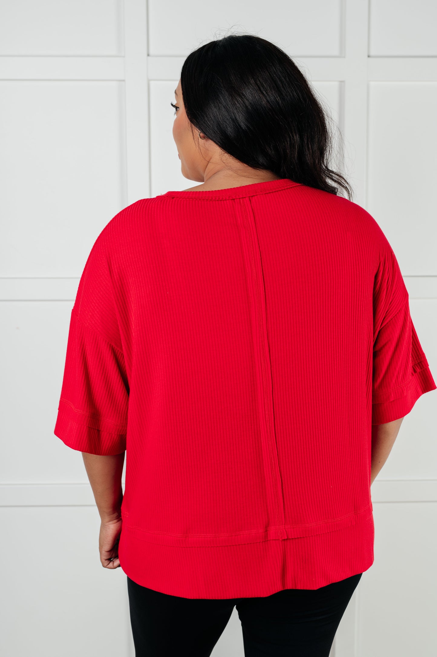 I'll Never Forget Ribbed Dolman Sleeve Top in Red - Southern Divas Boutique