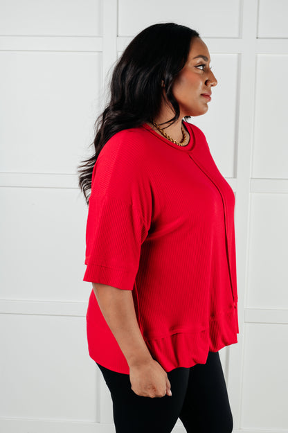 I'll Never Forget Ribbed Dolman Sleeve Top in Red - Southern Divas Boutique