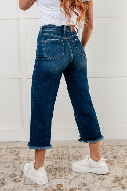 Janice High Rise Button Fly Wide Leg Crop Jeans - Southern Divas Boutique