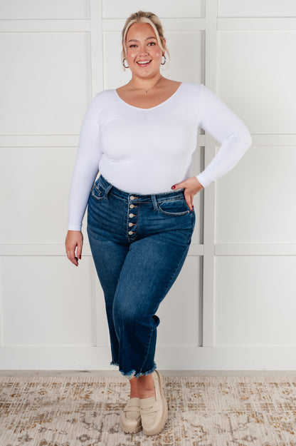 Janice High Rise Button Fly Wide Leg Crop Jeans - Southern Divas Boutique