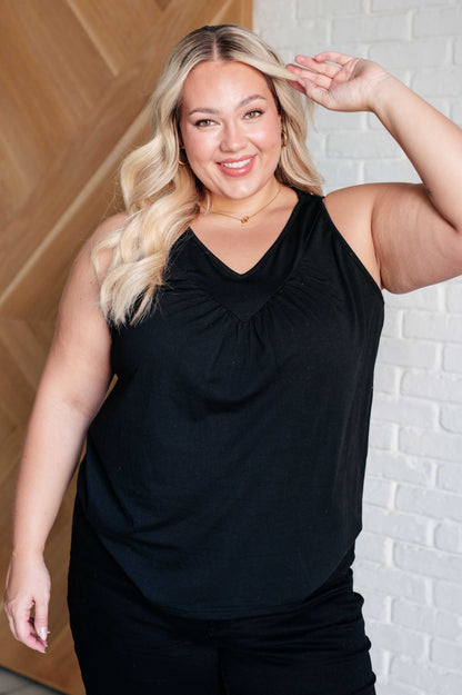 Not So Anxious V-Neck Tank in Black - Southern Divas Boutique