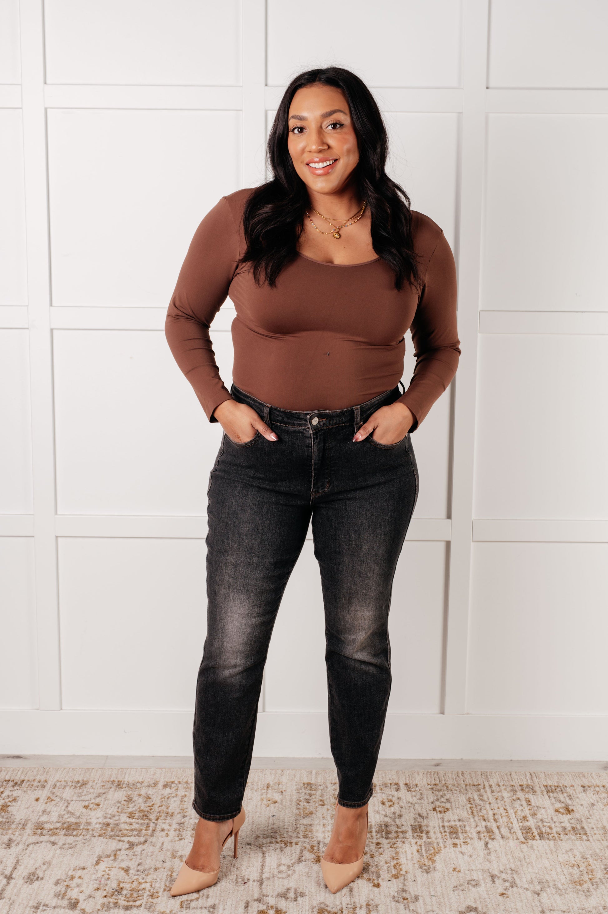 Rita Mid Rise Control Top Slim Jeans - Southern Divas Boutique