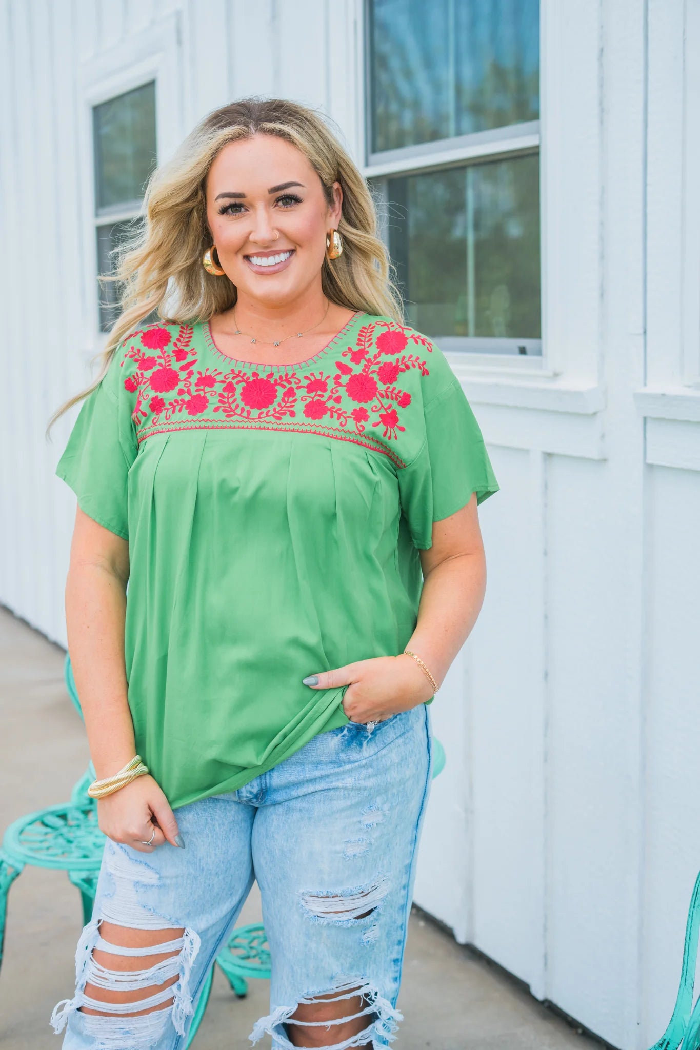 Stacey Top - Green - Southern Divas Boutique