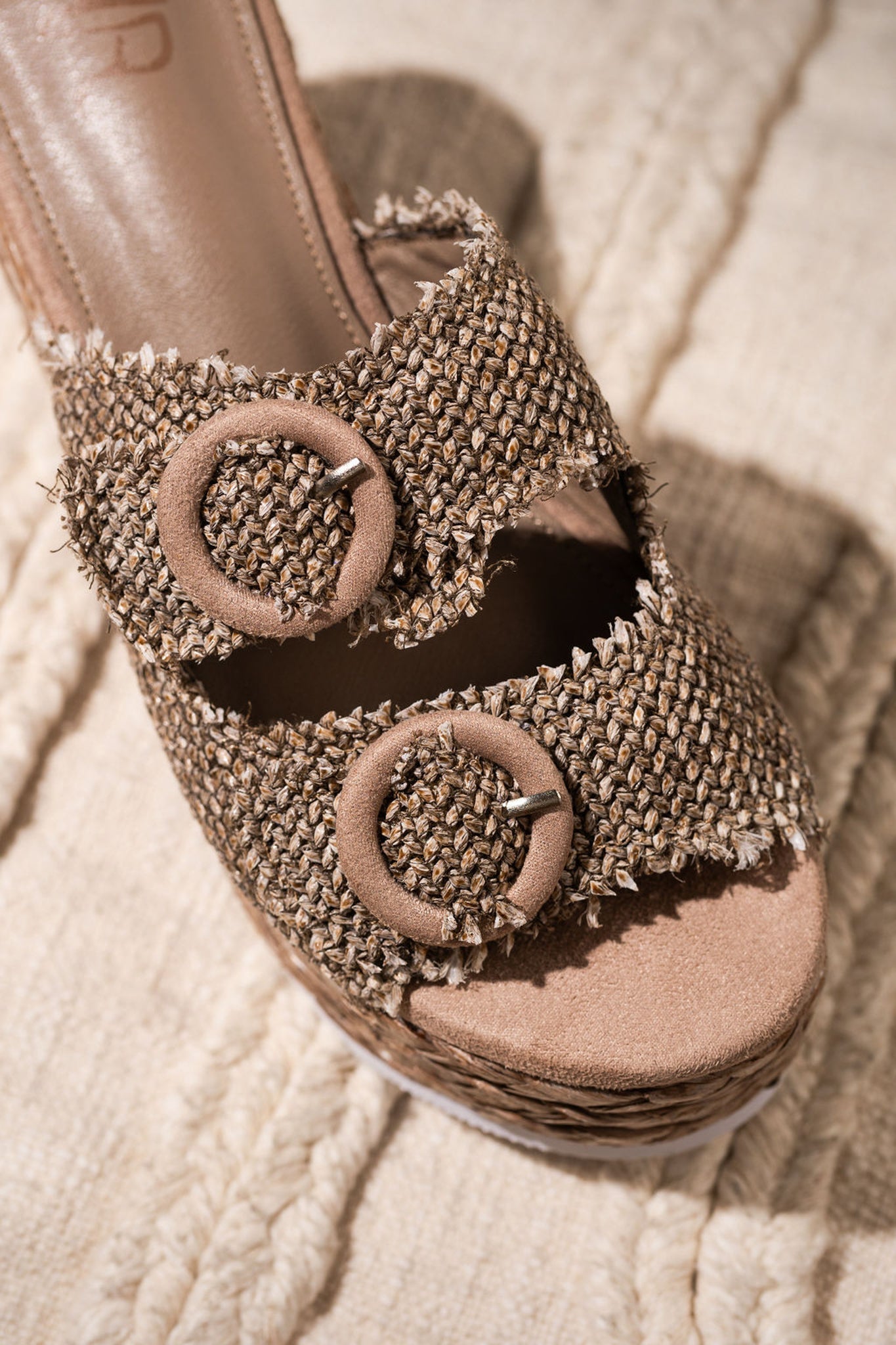 Eriwen Buckle Wedge in Taupe - Southern Divas Boutique